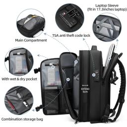 Mochila de viagem masculina compressão a vácuo mochila portátil 17 polegada estendida grande capacidade mochila escolar caminhadas mochila de negócios - Image 2