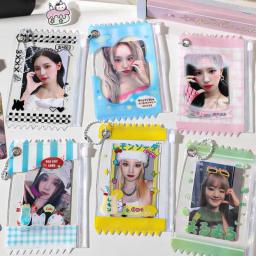 Desenhos animados Idol Card Luva protetora, criativo Candy Bag, Photocard Titular, Tampa do cartão transparente com chaveiro, Papelaria escola - Image 1