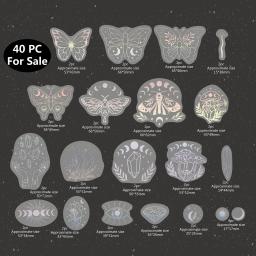 40 pçs adesivos de glitter holográficos pet transparente brilhante à prova dwaterproof água decalques decorativos para garrafas de água scrapbooking portátil - Image 2