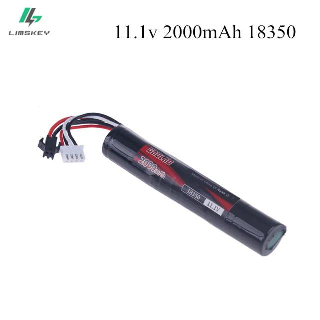 Bateria Li-ion 11.1V 2000mAh para Brinquedos Elétricos e Gel Ball Blaster 18350