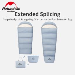 Naturehike saco de dormir infantil ultraleve, saco de dormir de algodão emendável com estilo mamãe com chapéu para acampamento ao ar livre 12 ℃ ~ 8 ℃ - Image 1