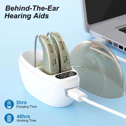 Fones de ouvido auxiliares, amplificador de som, redução de ruído, volume ajustável, orelha suspensa com estojo de carregamento - Image 1