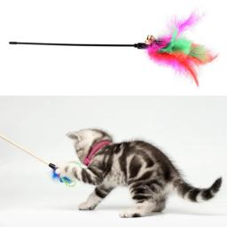 Brinquedo de treinamento interativo para gatos, Teaser de penas, Varinha para gatinho, Vara de plástico, animal engraçado, gatinho, sino, casa - Image 2