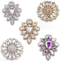 Flor Redonda Cristal AB Costurar Em Strass Apliques Base de Ouro Glitter Acessórios De Costura Cristais para Vestido De Noiva, Y1020 - Image 1