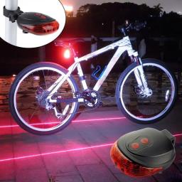 Alta qualidade bicicleta aviso de segurança led luz da bicicleta luzes laser led piscando lâmpada cauda luz traseira ciclismo 5 led + 2 laser - Image 1