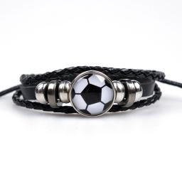 Pulseira de couro personalizada masculina, pulseira estilo fã de futebol, acessório personalizado para férias, 1pc - Image 3