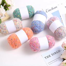 Pontos coloridos Fios de Mohair Crochet feito malha à mão Lenço tecido Artesanato de xale Fio macio para kinitting, Artesanato DIY, 50g por bola - Image 2
