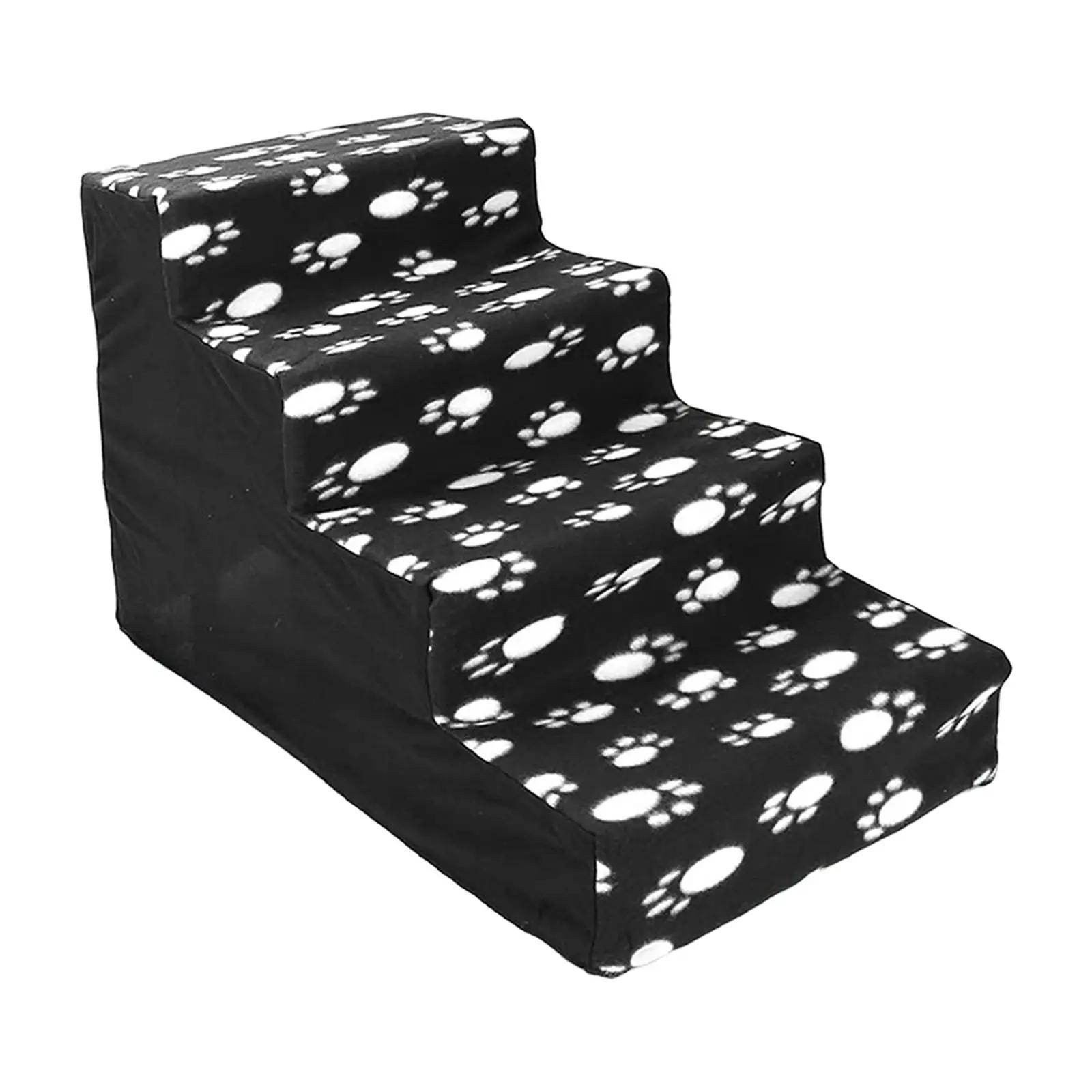 Cão de estimação portátil escada rampa macio quente capa removível gato escalada lavável escadas 4 etapas suprimentos para animais estimação sofá interior - Image 1