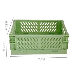 Mini caixa de armazenamento dobrável de plástico, cesta empilhável, maquiagem fofa, Jewellery Toys Organizer, caixas para armazenamento - Image 5