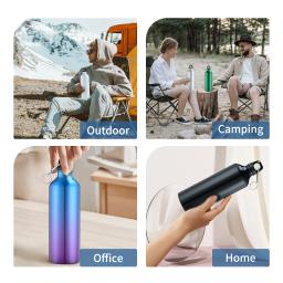 Garrafa De Água De Alumínio Com Mosquetão, 750ml, Portátil, Reutilizável, À Prova De Vazamento, Caminhadas, Viagens, Esportes Ao Ar Livre, Ginásio De Fitness - Image 2