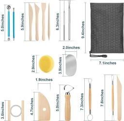Aço inoxidável Olaria Sculpting Ferramentas Set, Cerâmica Detalhe Textura, Shaping Blade, Argila Modelagem, Kit de Ferramentas, Escultura Hole Punch, 17Pcs - Image 2