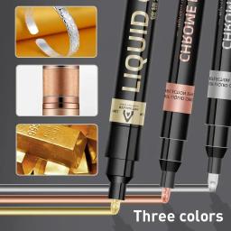 Marcador de Espelho Cromado, DIY Reflective Paint Pen, Permanente Gold Silver Copper Marker, Modelo Painting, 0.7mm, 1mm, 2mm, 3 Pcs, 4Pcs - Image 4