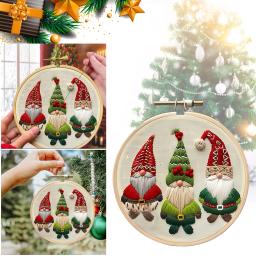 Kits para bordado de Natal, ponto cruz com aro, fios de pano, kit DIY para principiantes, adultos, crianças, 20cm, 15cm - Image 2