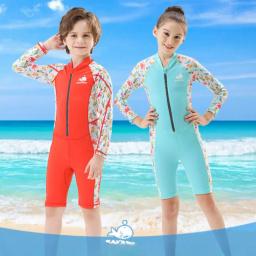 Fato de mergulho completo para crianças, wetsuit de peça única infantil, manga comprida, proteção UV, roupa de banho para surf, mantenha-se aquecido - Image 1