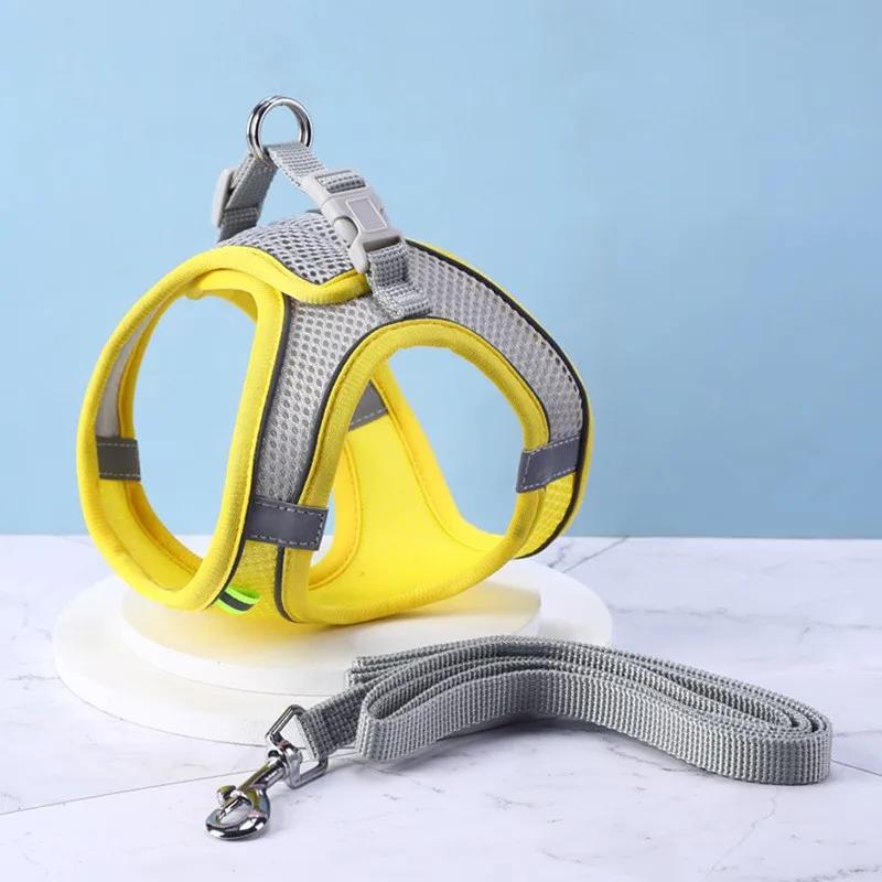 Arnês respirável para cães pequenos e gato, coleira refletora, ajustável, alça de peito, para gatinho, tamanho xxs-l - Image 1