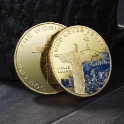 2023 moedas comemorativas religiosas medalhões de metal cristão banhado a ouro moedas de prata lembranças de fé religiosa coleção de moedas - Image 2