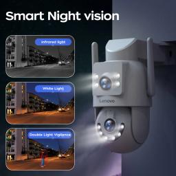 Lenovo 4k 6mp wifi câmera de vigilância segurança ao ar livre lente dupla tela ai rastreamento câmera ip ptz cctv vigilância vídeo - Image 6
