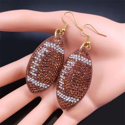 Cristal strass brincos para mulheres, brincos de futebol fofos, bolas de tênis de rugby, futebol e futebol, jóias americanas - Image 4