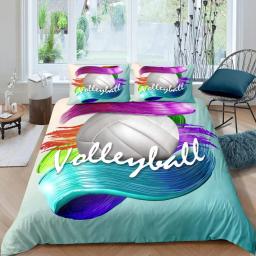 Conjunto de capa de edredão de vôlei, microfibra, tema de bola esportiva, mistura de fogo e água, conjunto de cama dupla, queen, king size - Image 2