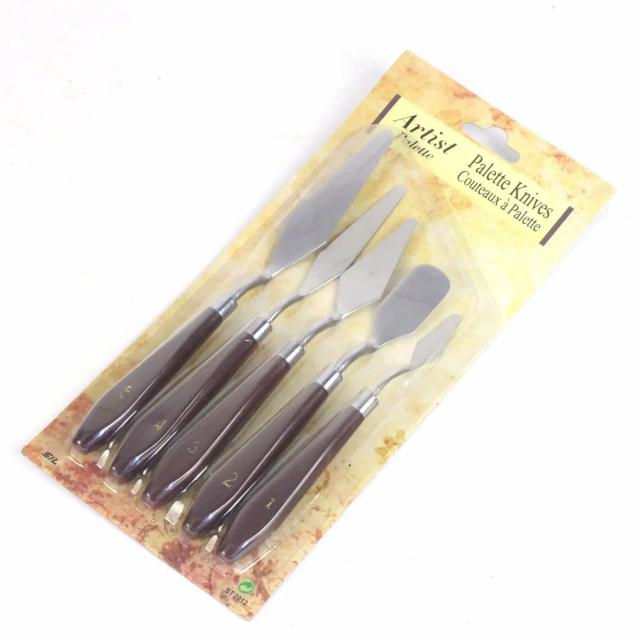 Conjunto de 5 Peças de Ferramentas de Pintura: Raspador, Paleta e Espátulas para Acrílico e Guache