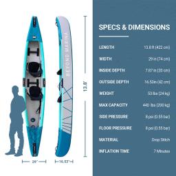 ALÉM-MARINA Dobrável Duplo Inflável Caiaque Barcos, Drop Stitch, Canoa De Pesca, De Alta Pressão, 2 Pessoa, 422 centímetros - Image 3