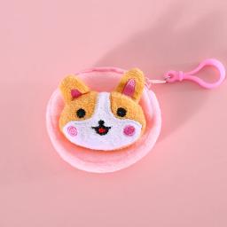 Dog Outdoor Poop Pick-up Bags Cartoon Plush Teddy Corgi Dogs Cute Garbage Dispenser Storage Bag com Keychain Cleaning Supplies - Image 5