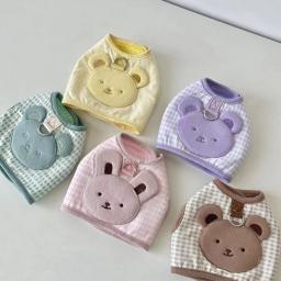 Cute Bear Série Peito Voltar Pet Set, cão pequeno sair tração sombrinha chapéu, Ins cachorro, 5 Cor Checker - Image 1