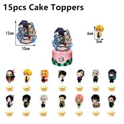 Balões Demon Slayer para Crianças Banner de Feliz Aniversário Kimetsu No Yaiba Decoração de Festa Descartável, Anime Cake Topper, Brinquedo - Image 4