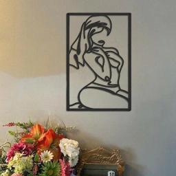 Mulheres corpo forma arte parede corpo curva escultura decoração de metal interior arte abstrata forma do corpo desenho com moldura para café spa sala - Image 4