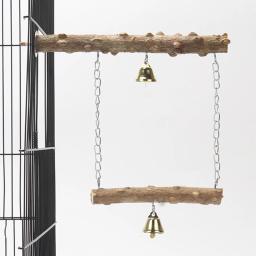 Pepper Wood Stand Pole para pássaro e papagaio Brinquedo de dupla camada Moagem de garra Bico de moagem Acessórios para gaiola Pele de tigre - Image 3