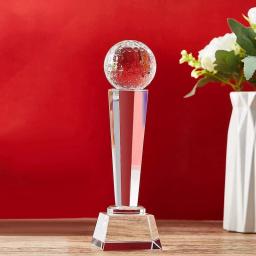 Crystal Glass Golf Trophy para adultos e crianças, troféus de bola, mesa e desktop Decor, torneio, 9x2.8" - Image 2