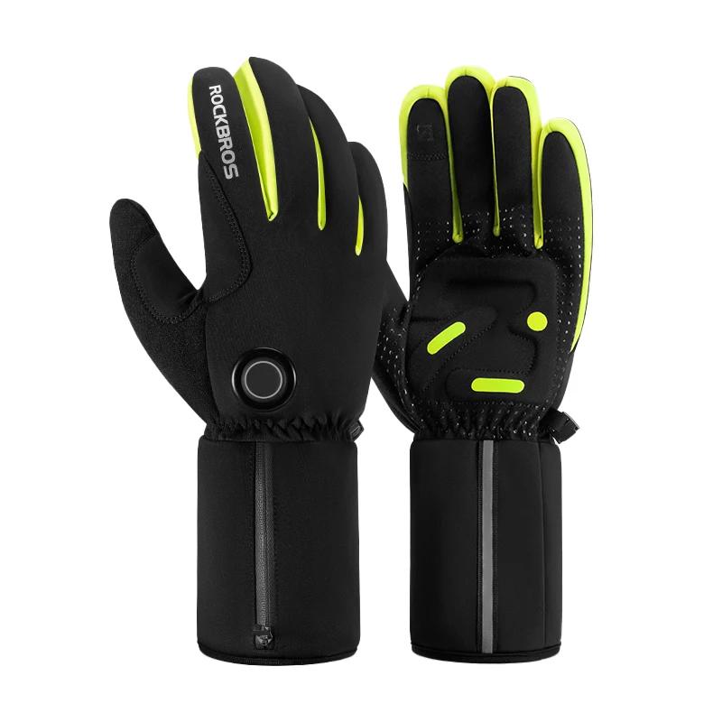 Rockbros luvas de aquecimento quente ciclismo luvas de aquecimento elétrico sensor inteligente inverno térmico esqui luva longa tipo-c carregamento - Image 1
