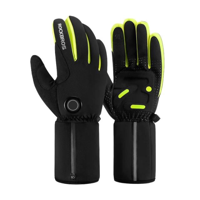 Luvas de Aquecimento Elétrico Rockbros para Ciclismo e Esqui com Sensor Inteligente e Carregamento Tipo-C para Inverno Térmico