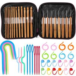 KRABALL-Bamboo Handle Crochet Hooks Kit, Agulhas de Tricô Set, DIY Craft, Ferramentas para Fios Weave, Acessórios de malha - Image 1