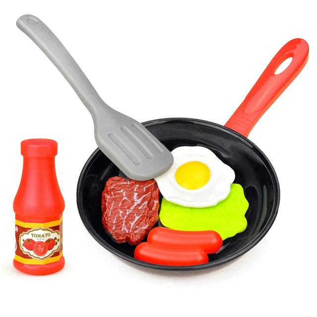 Kitchen Toys Food Simulation Cookware Set Steak Bread Vegetable Hot Dog Omelet 8 Pcs