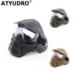 Atyudro máscara facial completa, proteção de segurança para paintball, equipamento tático de tiro airsoft, caça, acessórios esportivos - Image 1