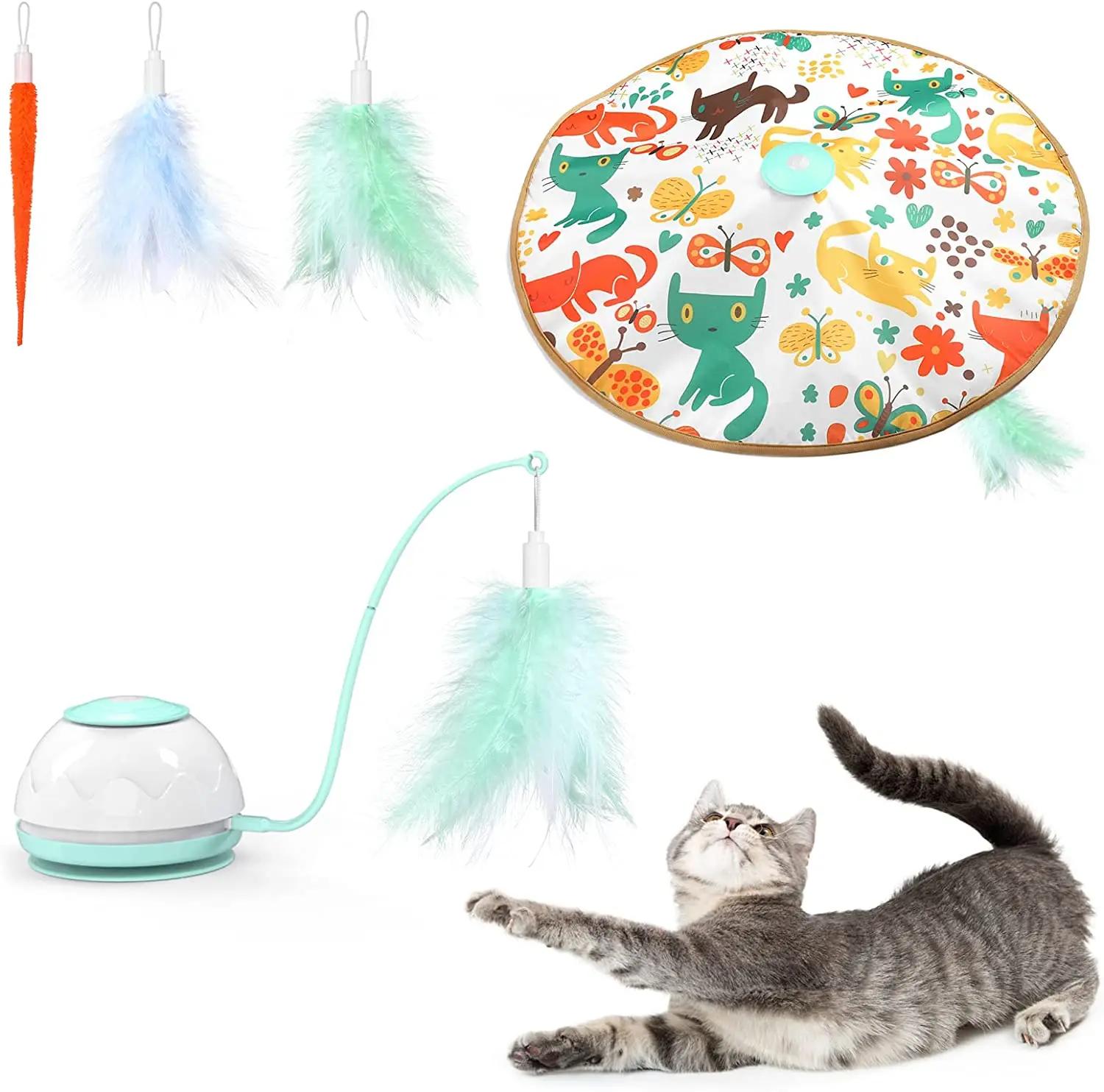 ATUBAN-Brinquedos interativos do gato, pena ajustável da emboscada, brinquedo automático do gatinho para o exercício, catcher, perseguindo a caça - Image 1