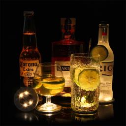 LED Light Up Coasters Adesivo, Atmosfera Adereços, Garrafa de vinho Adesivos Luzes, Boate Light, Festa da Cerveja, Glow Glass Coaster - Image 2