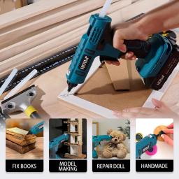 Cordless elétrica Hot Melt pistola de cola, cola em bastão, soldagem Hot Air Gun, Home Artesanato DIY, Makita bateria 18V, 11mm, 100W - Image 3