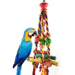 Papagaio Chew Toy Corda De Algodão Aves Brinquedo Mordida Ponte Pássaro Rasgando Brinquedos Calopsitas Treinamento Pendurar Balanços Aves Cage Supplies - Image 2