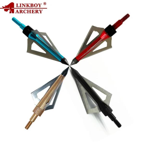 Ponteiras de Flecha para Caça - Conjunto com 3 Unidades, 100 Grãos, 3 Lâminas Fixas, Ideal para Arco Composto