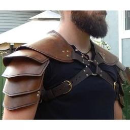 Medieval steampunk viking traje guerreiro cavaleiro couro do plutônio ajustável ombro armaduras para homens feminino larp cosplay acessório - Image 2