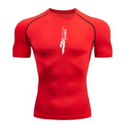 Camisas de compressão atléticas masculinas impressas atlético secagem rápida respirável rash guard atlético apertado treino topos verão - Image 5