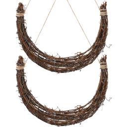 Lua Forma Rattan Grinalda Guirlanda, Vinha Ramo, Artesanato, Artesanato DIY Material, Ferro Fazendo Anéis, 2 pcs - Image 2