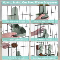 Alimentador automático com tigela suspensa Garrafa de água Recipiente de alimento Dispensador para cachorro, gatos, coelho, pássaros, produto de alimentação animal de estimação 27oz - Image 6