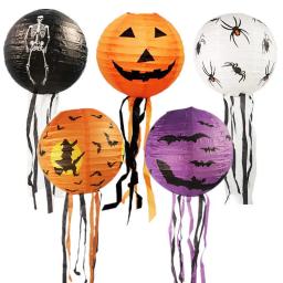 Halloween Lanternas De Papel Para Decorações De Festa, Abóbora Aranha Bat Esqueleto, Fontes De Interior E Exterior, 1PC - Image 6