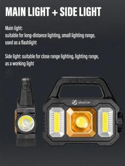 Lanternas LED de alta potência recarregável luz de trabalho de acampamento multifuncional luz portátil carregamento solar 6 modos de iluminação - Image 4