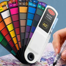 Ferramentas portáteis para pintura aquarela para estudantes, ventilador sólido, ferramentas de arte, 24 cores - Image 3