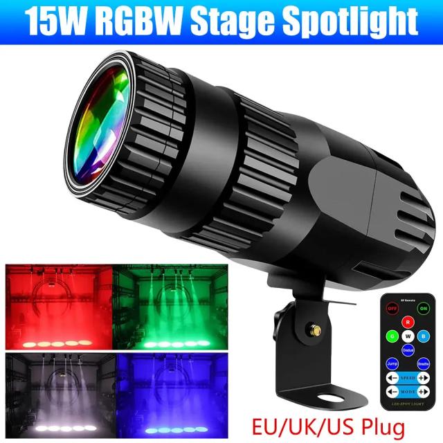 Espelho de LED RGBW com Controle Remoto, Efeitos de Iluminação para Festas, DJ e Cenários de Natal, 15W