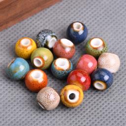 30 pçs round 8mm fantasia esmalte cerâmica porcelana solta espaçador contas lote para fazer jóias diy - Image 1